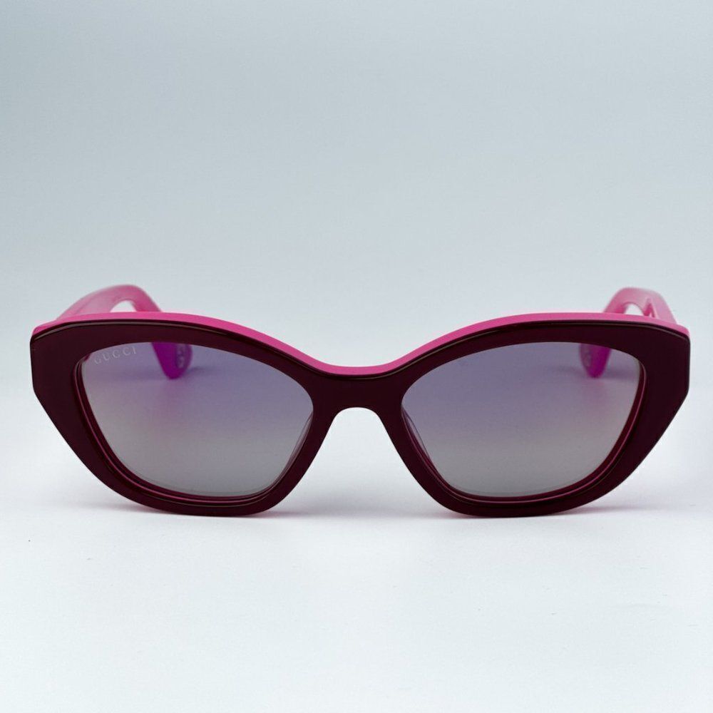SALE! NEW Gucci GG1638S 003 Burgundy Fuchsia Mirrored Women Cat Eye Sunglasses - Picture 3 of 9